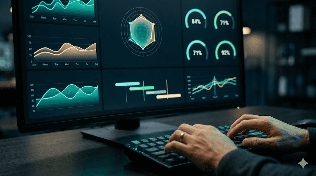 AI-powered career analytics dashboard showing skill match scores and progress tracking